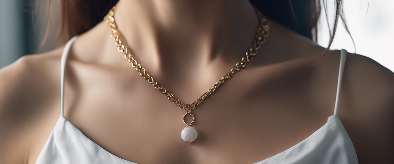 Minimalist necklace on model